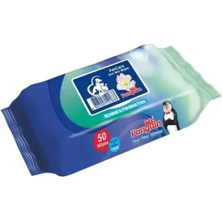 دستمال مرطوب مستر پنگوئن پاکتی درب دار سایز 15*20 رایحه وانیل 50 برگی